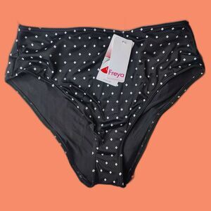 NWT Freya Swim Jewel Cove High Waist Brief Size L Swim Bottom Polka Dot Retro